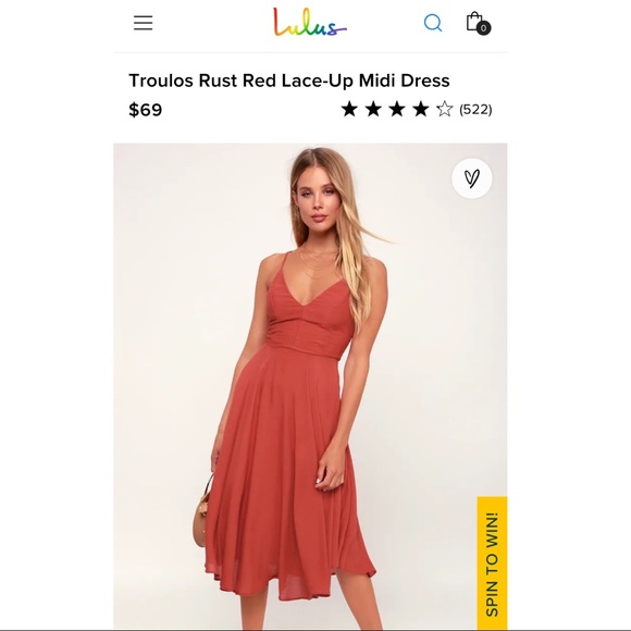Lulus Troulos Rust Red Lace-Up Midi Dress - Picture 1 of 6